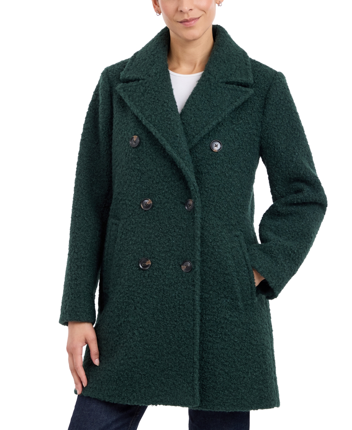 Women's Double-Breasted Boucle Coat, Created for Macy's - Oatmeal