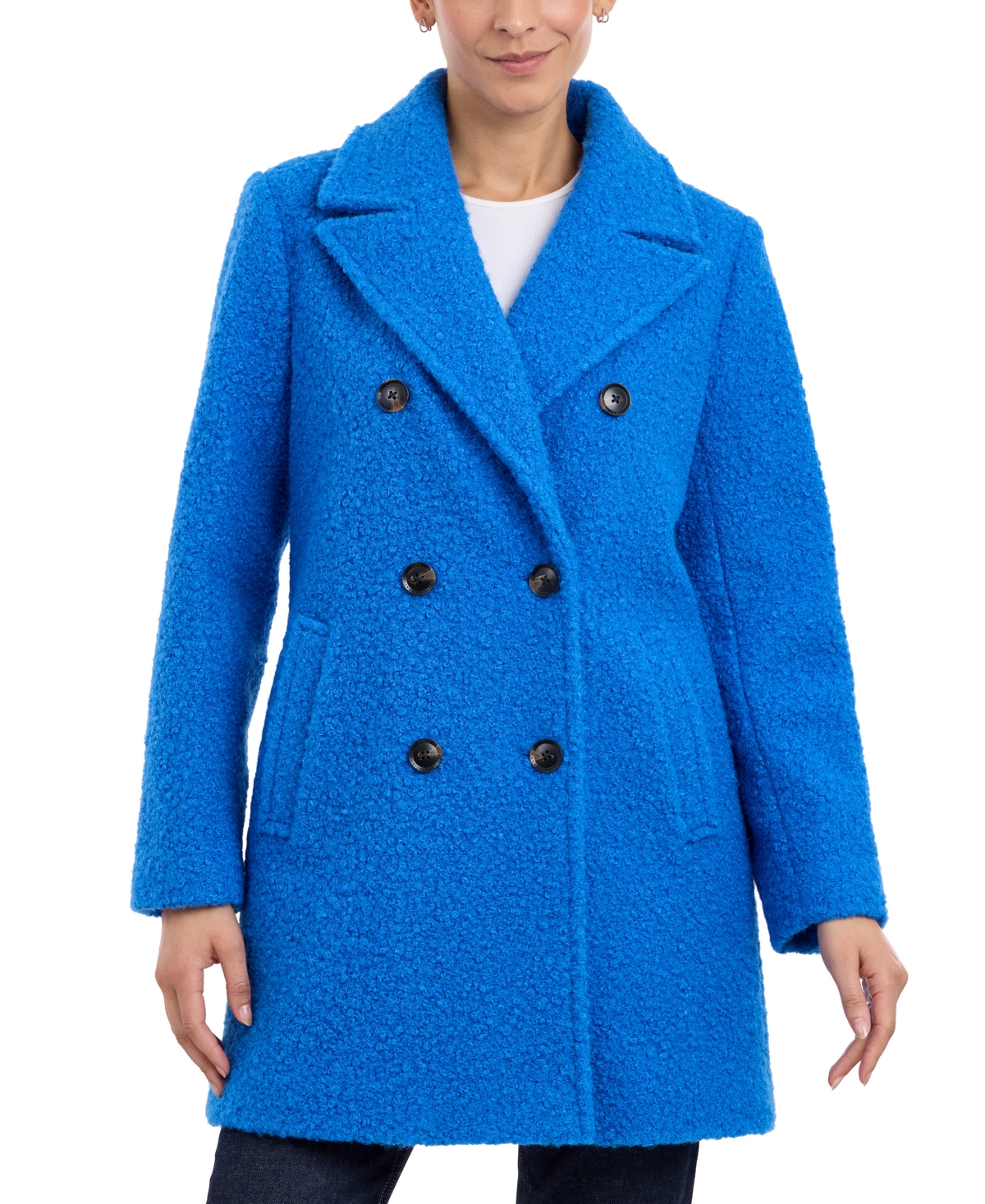 Women's Double-Breasted Boucle Coat, Created for Macy's - Dusty Rose