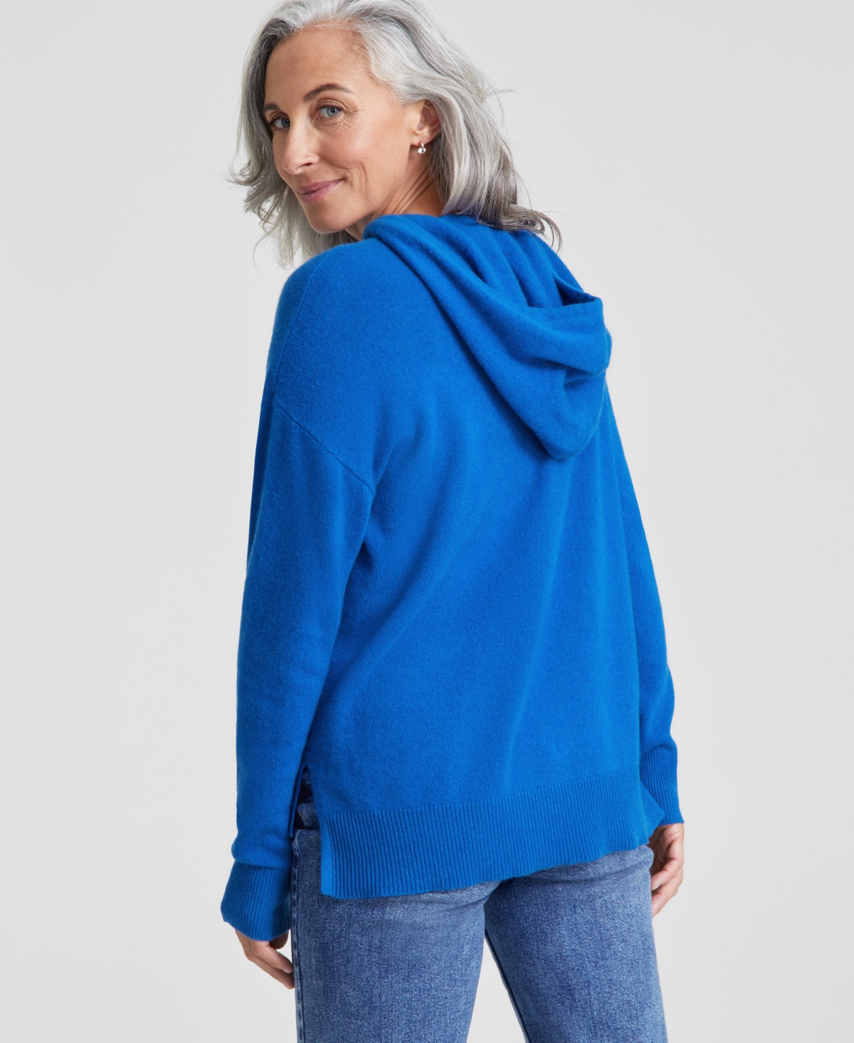 Charter Club Women's Petite Solid 100% Cashmere Hooded Sweater, Created for Macy's