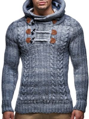 Men s Knitted Pullover | Long-sleeved slim fit hoodie | Basic winter hoodie-sweater for Men