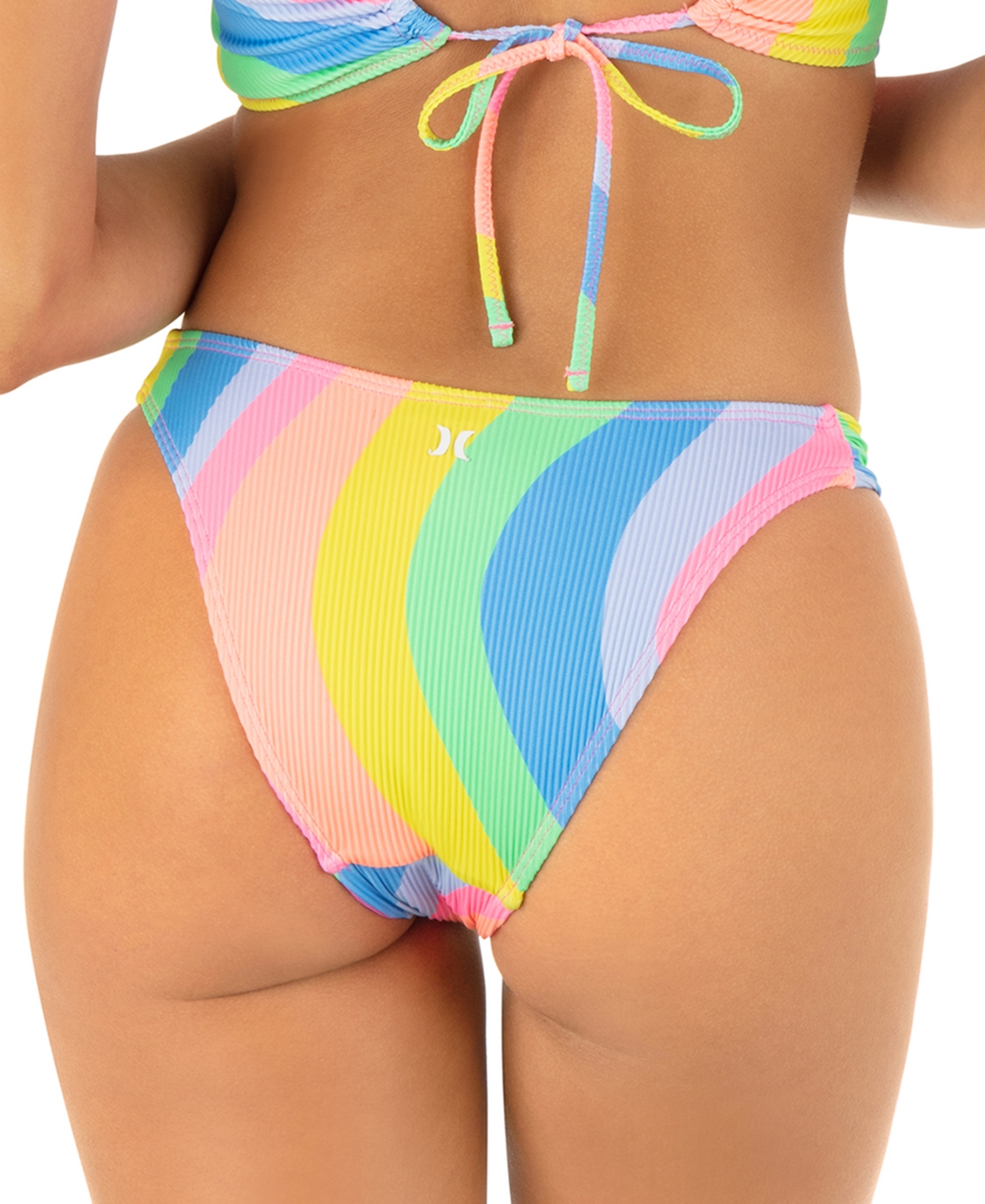 Shop Hurley Juniors' Soft Waves Side-strap Bikini Bottoms In Sky