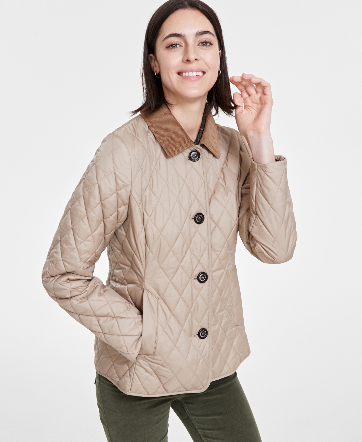 Barbour Women's Ombersley Quilted Corduroy-Collar Jacket, Created for Macy's