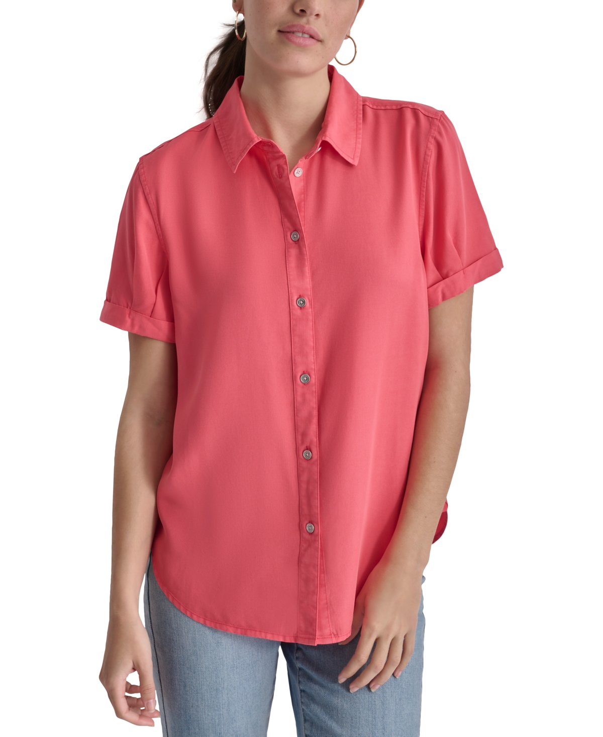 Women's Rolled-Sleeve Button-Up Shirt - Chambray