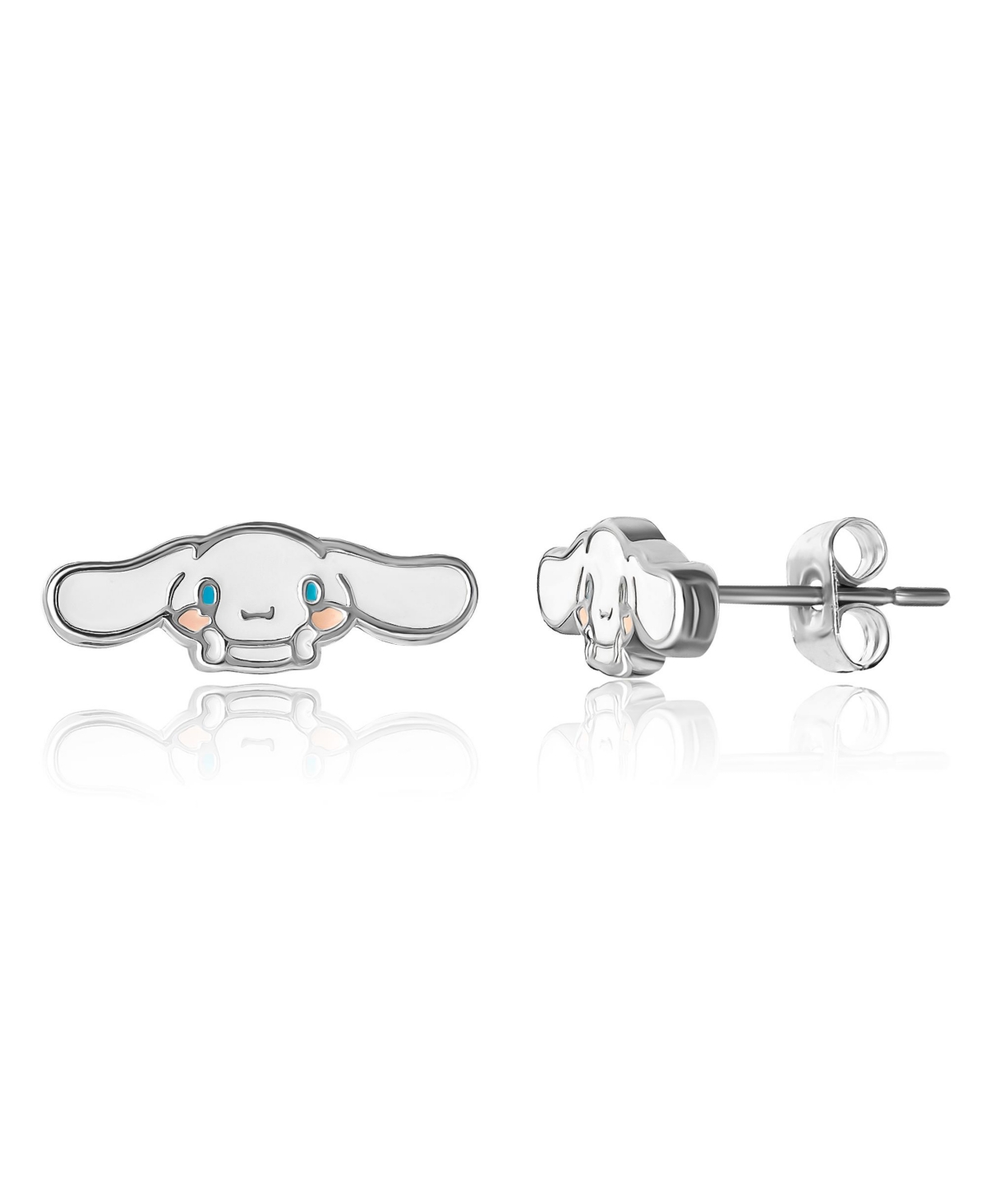 Sanrio Silver Plated Enamel Cinnamoroll Stud Earrings - White