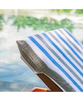 Cabo Cabana Chaise Lounge Chair Covers (2 Pack), Striped Color Options, Soft Cotton, 30x85 in. with 8" Fitted Pocked for Beach Chair