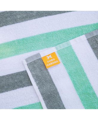 Cabo Cabana Chaise Lounge Chair Covers (2 Pack), Striped Color Options, Soft Cotton, 30x85 in. with 8" Fitted Pocked for Beach Chair