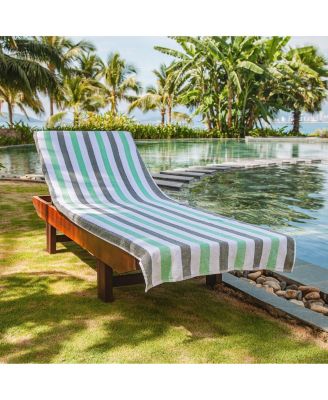 Cabo Cabana Chaise Lounge Chair Covers (2 Pack), Striped Color Options, Soft Cotton, 30x85 in. with 8" Fitted Pocked for Beach Chair