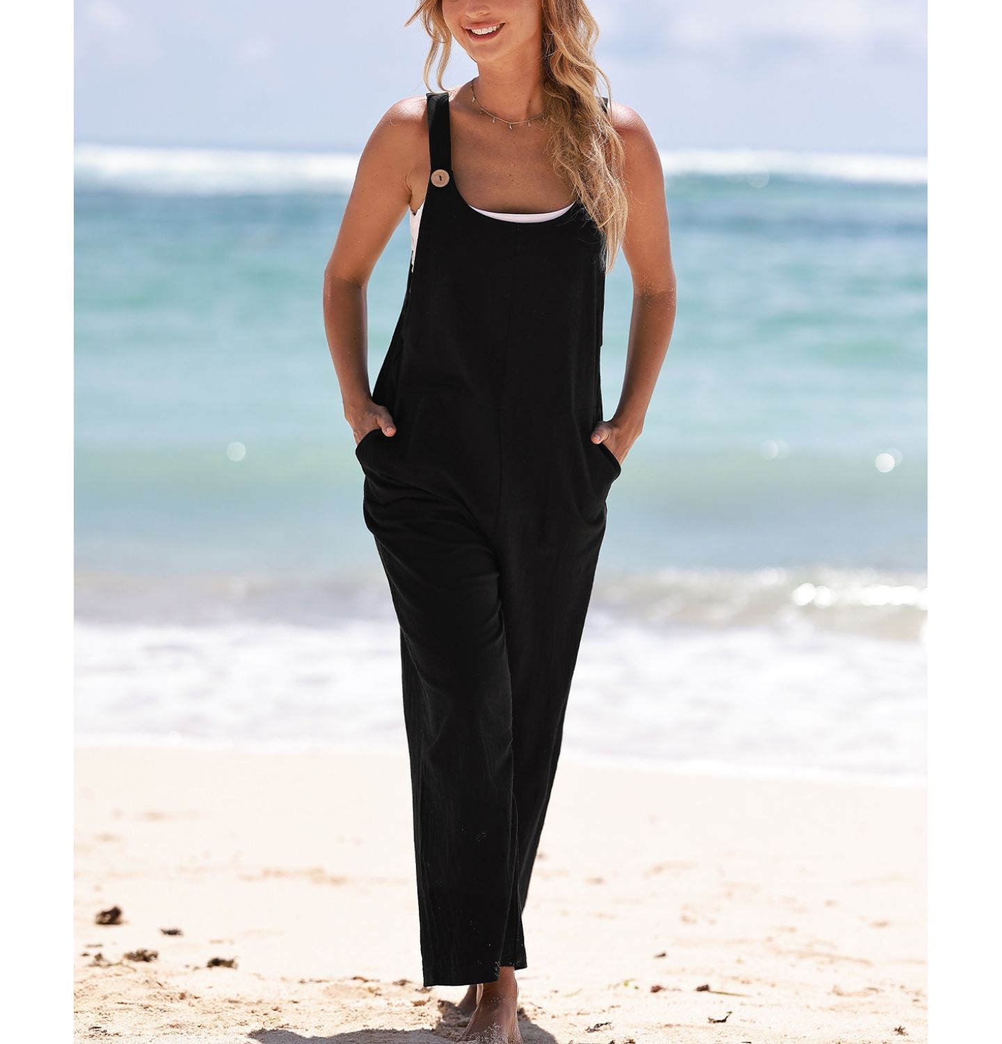 Женский комбинезон Cupshe Raven Tapered Pinafore Jumpsuit, цвет: Чёрный — фото 3