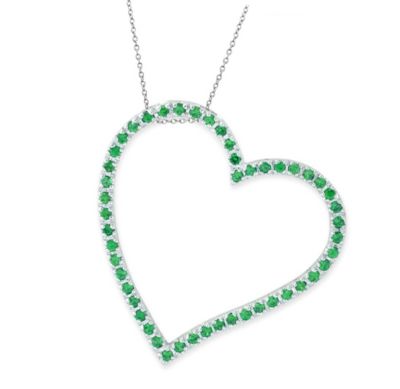 Sterling Silver with Round Cubic Zirconia Thin Open Heart Frame Necklace