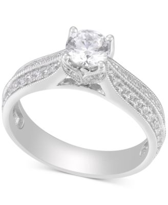 Macy's - Diamond Triple Row Engagement Ring (1-1/20 ct. t.w.) in 14k White Gold