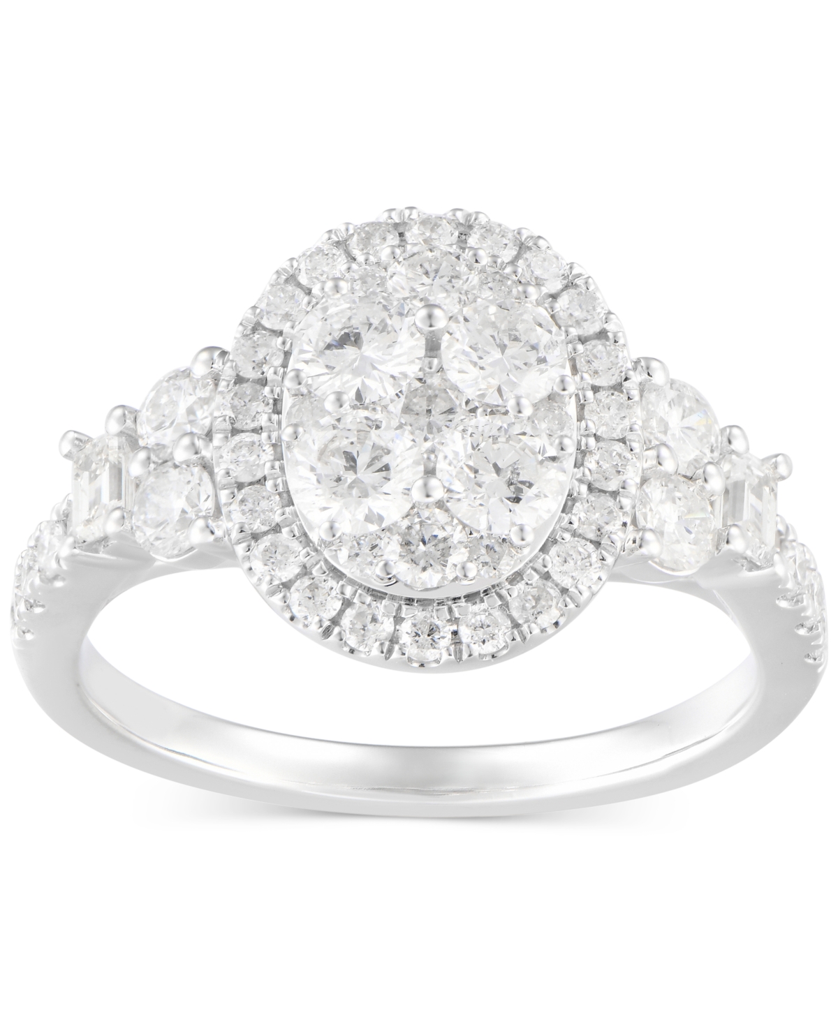 Macy's Diamond Halo Oval Cluster Engagement Ring (1-1/2 Ct. T.w.) In 14k White Gold In White Gold