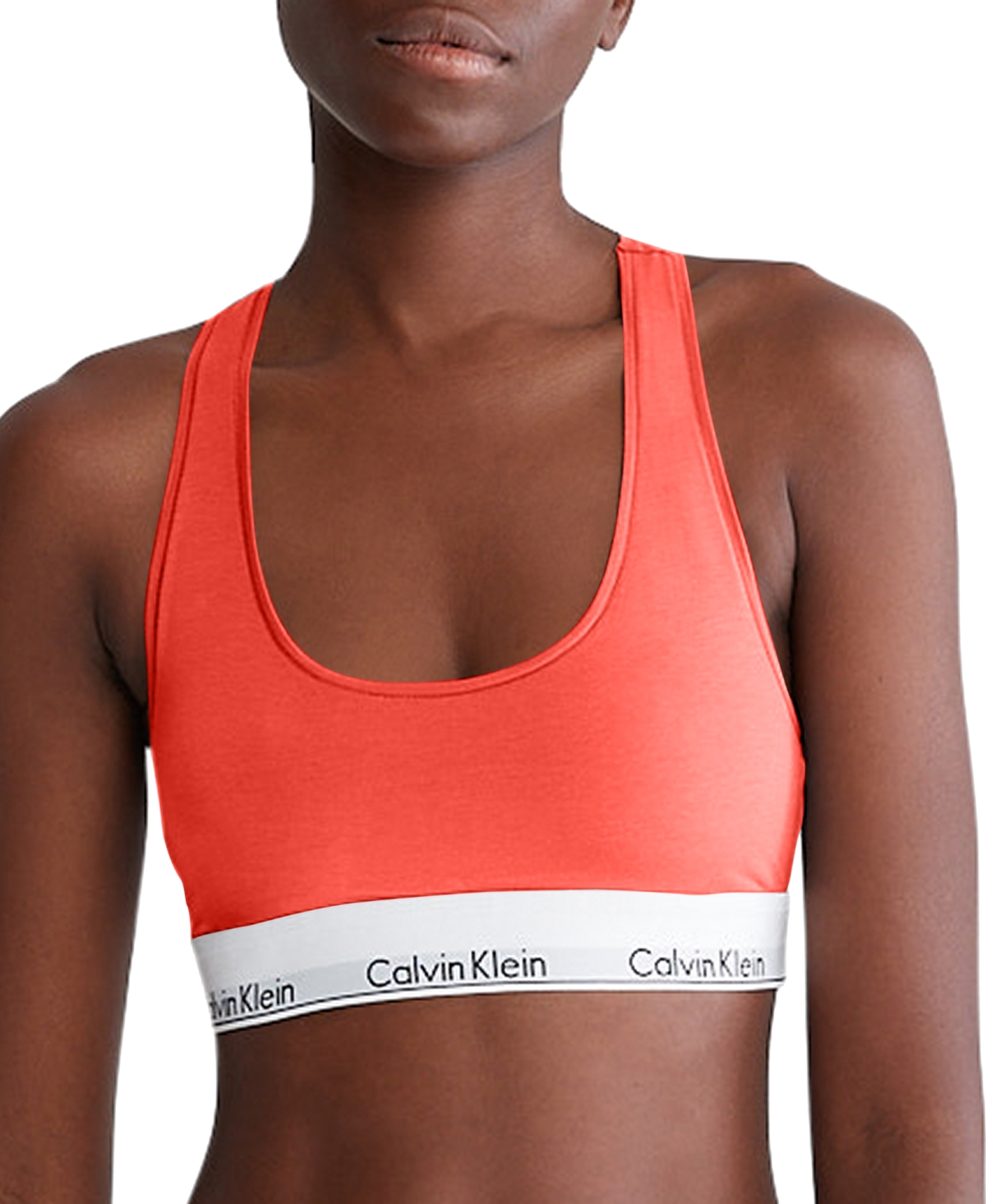 Shop Calvin Klein Modern Cotton Women's Modern Cotton Bralette F3785 In Calypso Coral