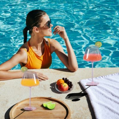 Home French Style Pink Crystal Burgundy Wine Glasses, Lead-Free Premium Champagne Glasses, Set of 2