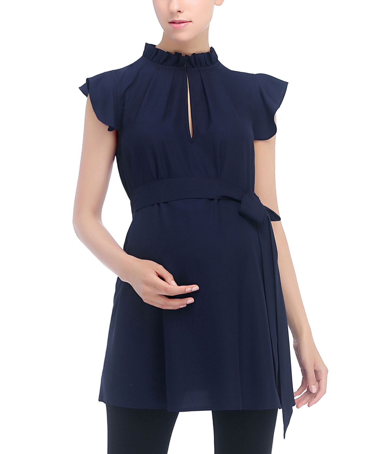 Женская блузка kimi + kai Flutter Sleeve Belted Blouse, цвет: Тёмно-синий — фото 1