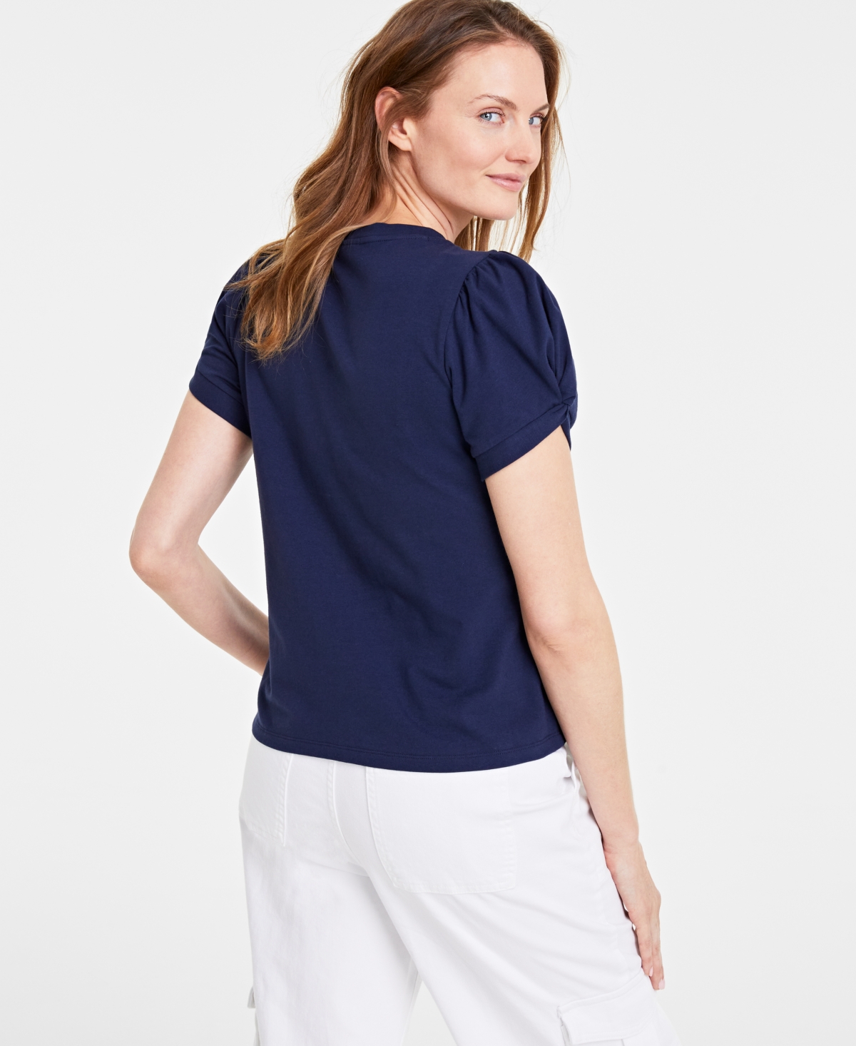 On 34th Women's Knot-Detail Puff-Sleeve Top, Created for Macy's