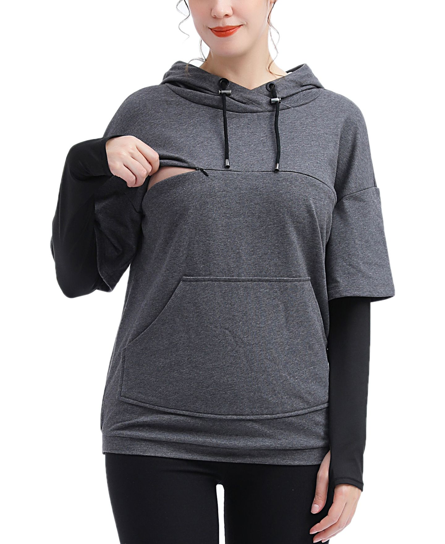 Женское худи kimi + kai Maternity Nursing Active, цвет: Тёмный серый — фото 3