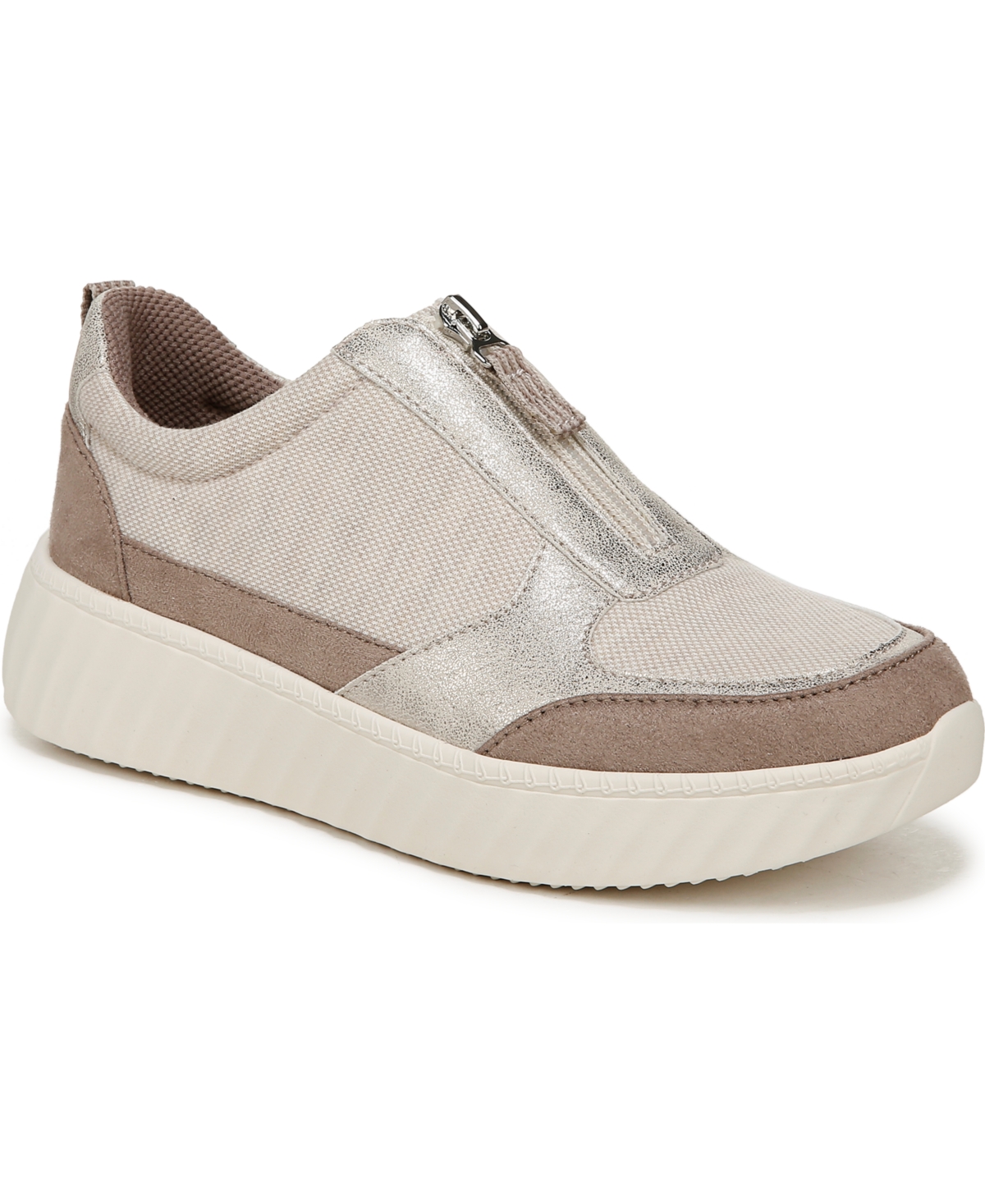 Bzees Winner Washable Zipper Sneakers In Taupe Textured Fabric