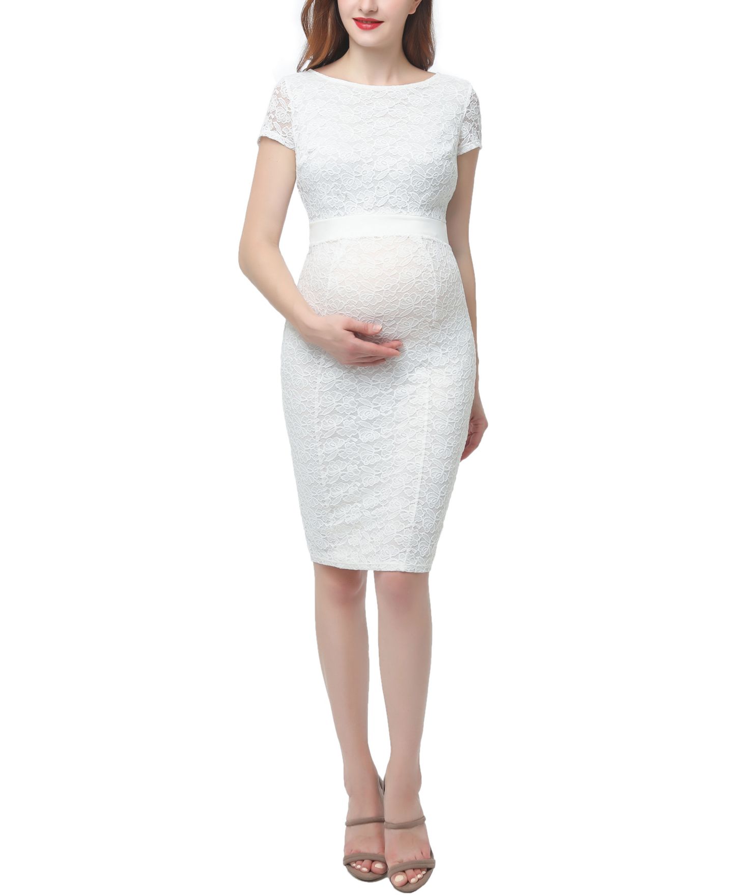 Женское платье kimi + kai Lace Trim Midi, цвет: Белый — фото 1