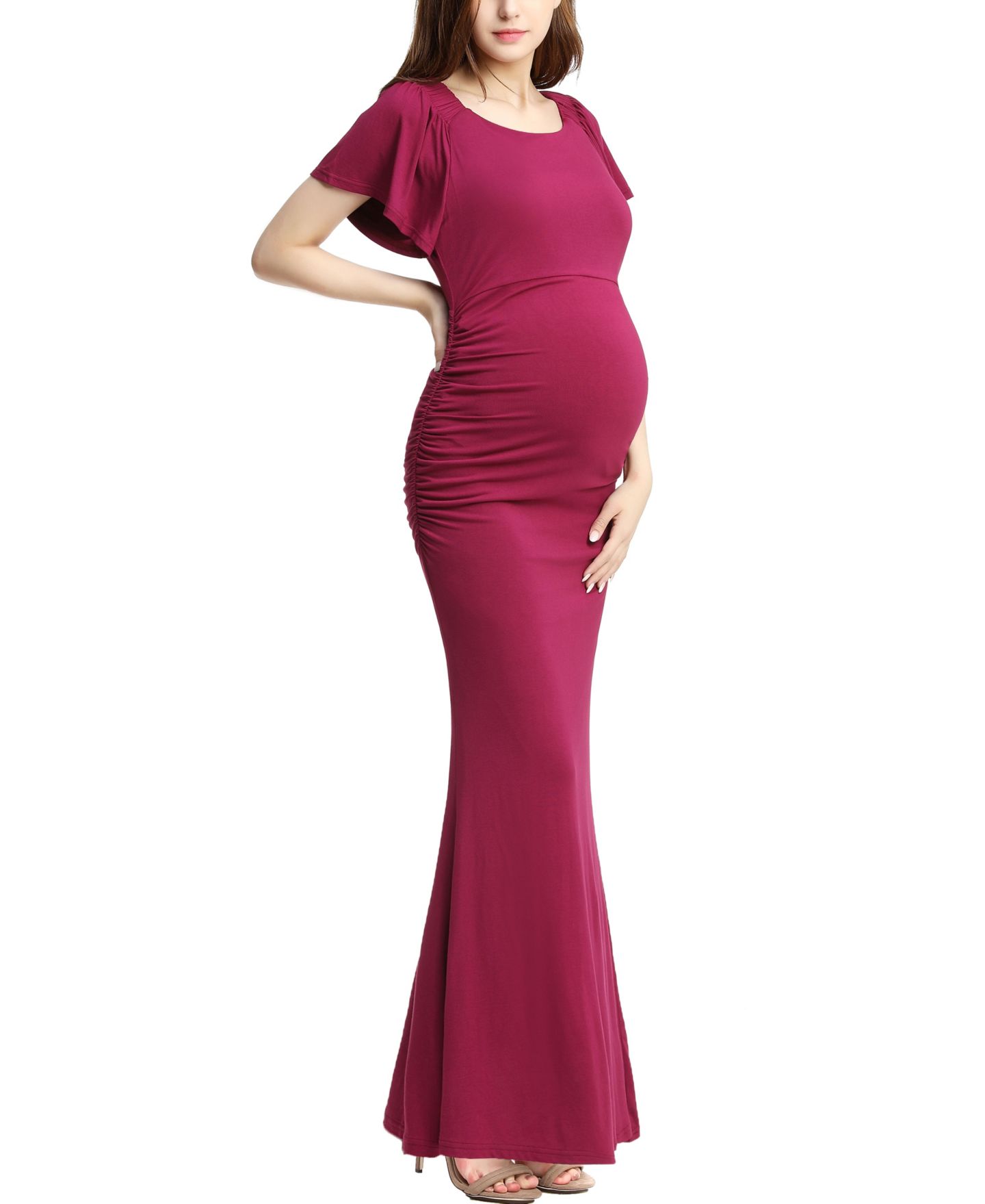 Женское платье kimi + kai Abigail Off Shoulder Maxi, цвет: Ягодный — фото 2