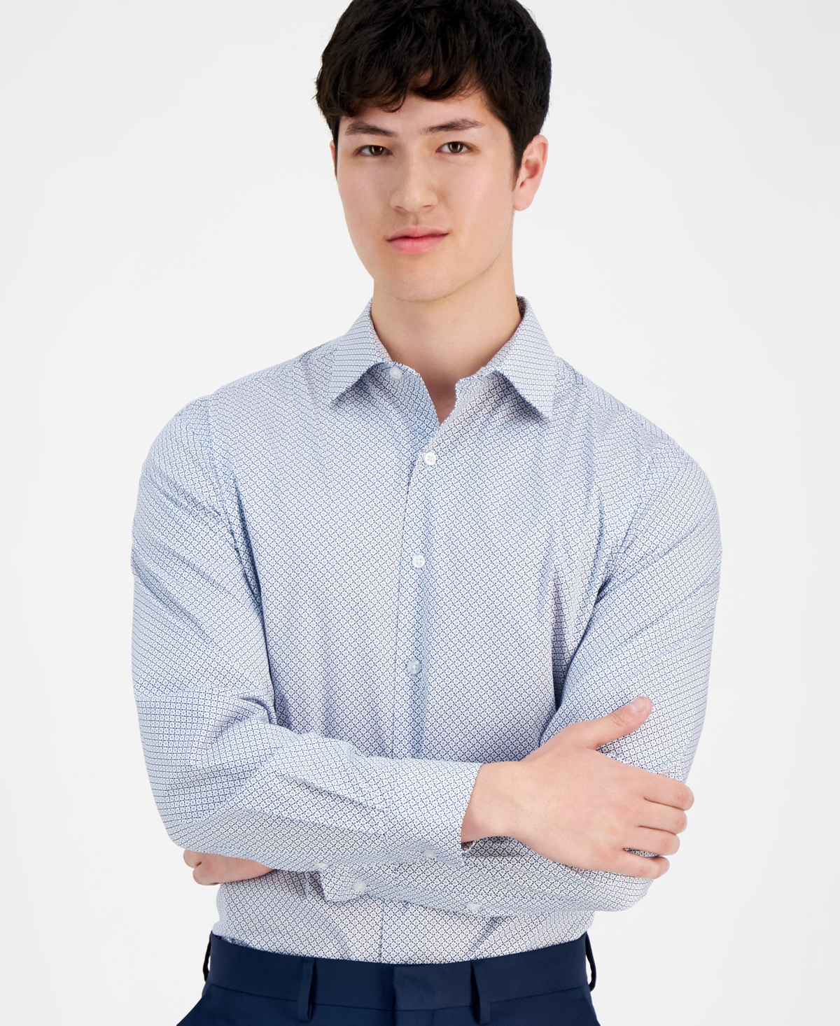 Alfani Men's Regular-fit 4-way Stretch Micro-dot Dress Shirt, Created For Macy's