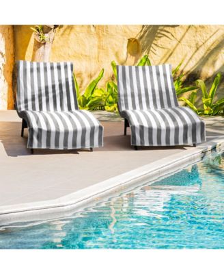 California Cabana Chaise Lounge Covers (2 Pack), Striped Color Options, 30x85 in. with 8" Fitted Pocket for Beach or Pool Chair