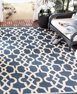 Courtyard CY6071 Navy and Beige 5'3" x 7'7" Sisal Weave Outdoor Area Rug