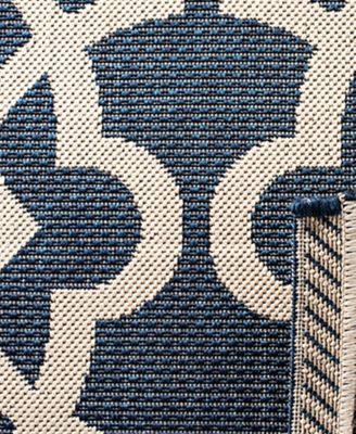 Courtyard CY6071 Navy and Beige 5'3" x 7'7" Sisal Weave Outdoor Area Rug