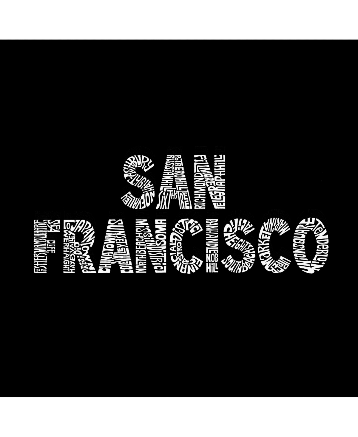 La Pop Art Girls Word Art Hooded Sweatshirt - San Francisco Neighborhoods
