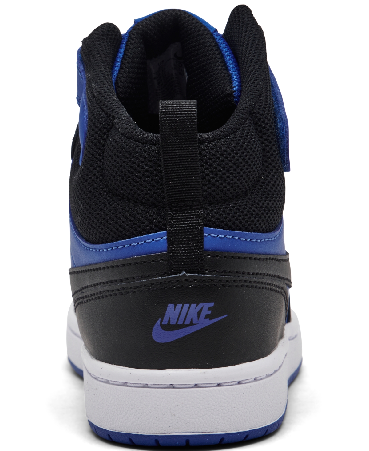 Shop Nike Little Boys' Court Borough Mid 2 Fastening Strap Casual Sneakers From Finish Line In Game Royal,black