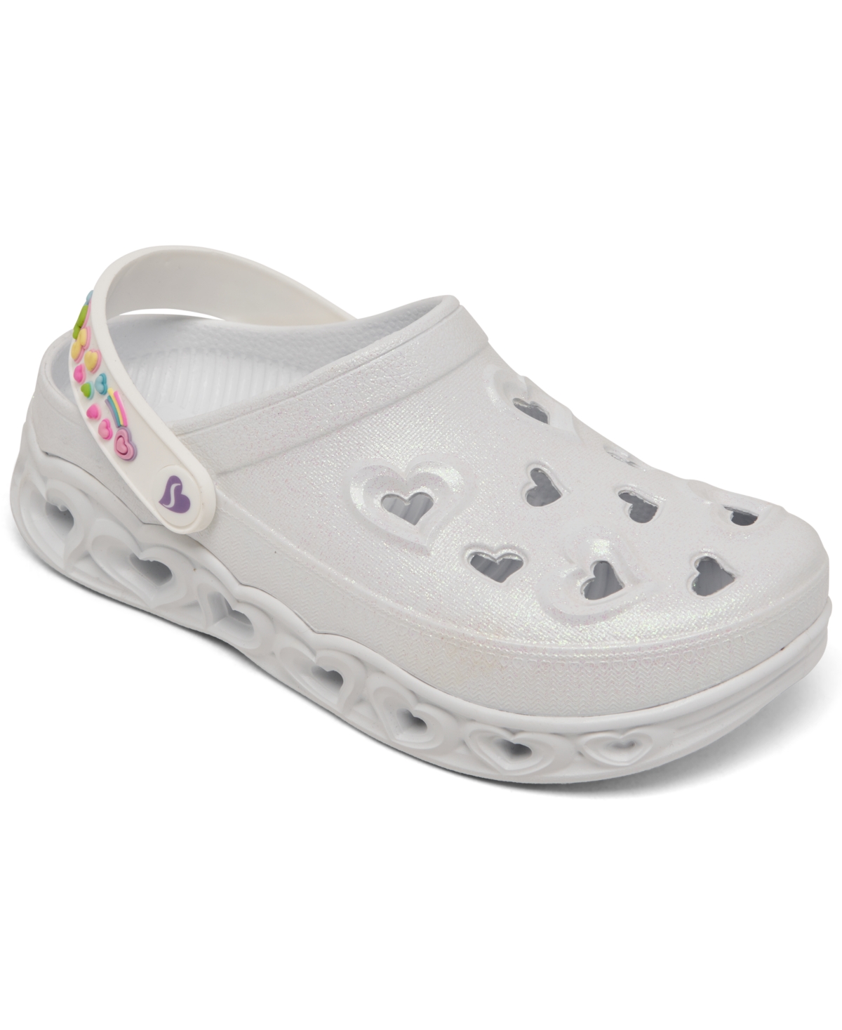 Skechers Little Girls' Foamies: Light Hearted Casual Slip-on Clog Shoes From Finish Line In Wht-white