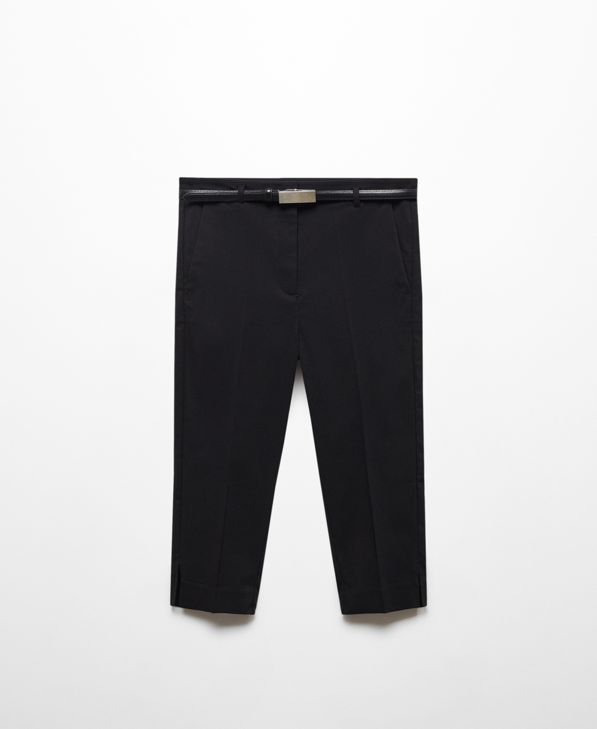 Shop Mango Women's Belted Capri Trousers In Black