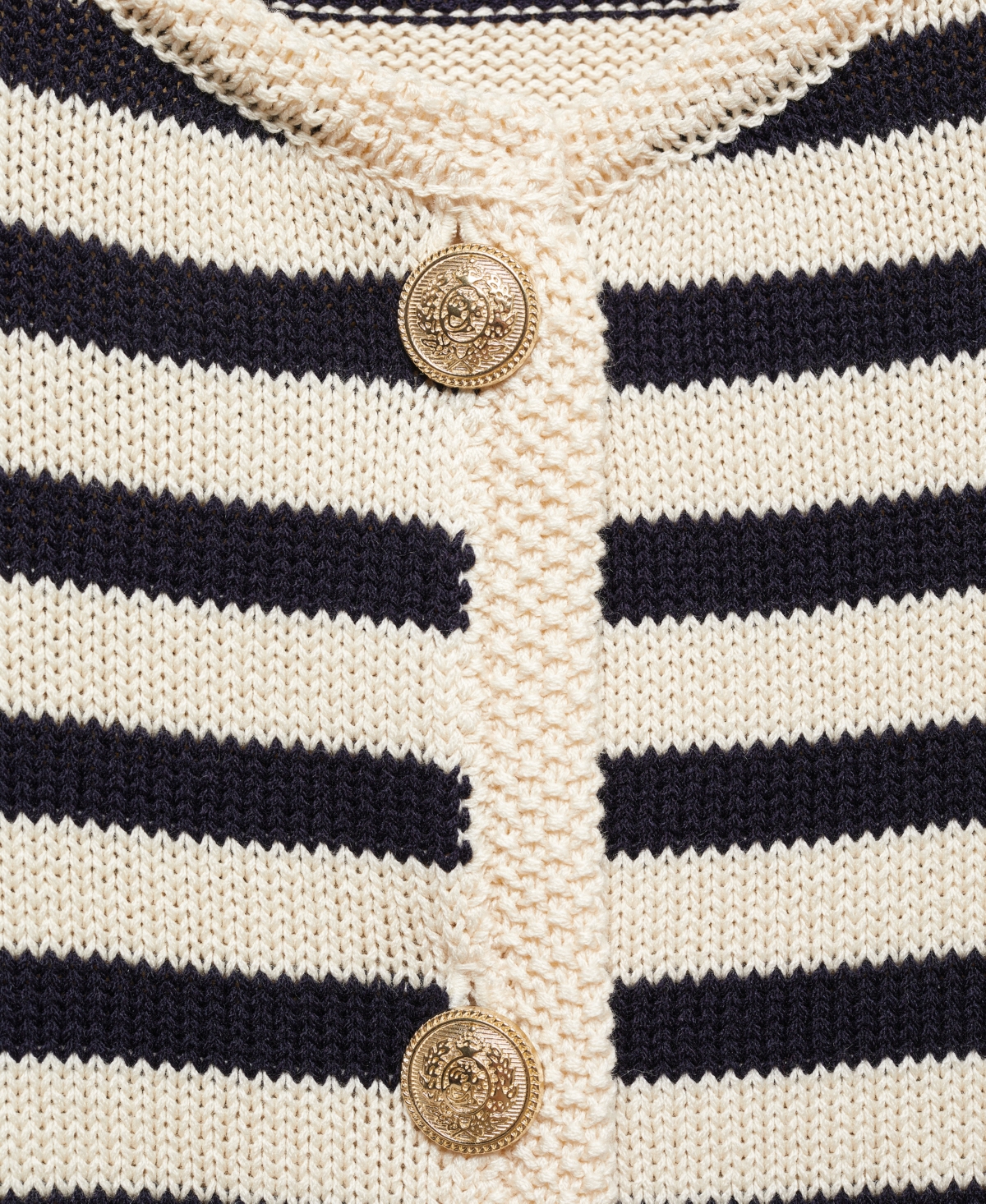 Shop Mango Women's Jewel Buttons Detail Striped Cardigan In Navy