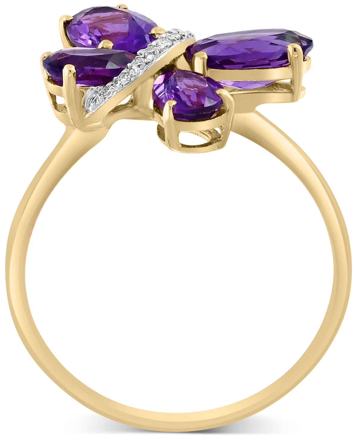 Effy Collection Effy Amethyst (1-3/4 Ct. T.w.) & Diamond Accent Butterfly Ring In 14k Gold In Yellow Gol
