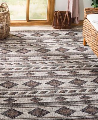 Courtyard CY8529 Gray and Black 8' x 11' Outdoor Area Rug