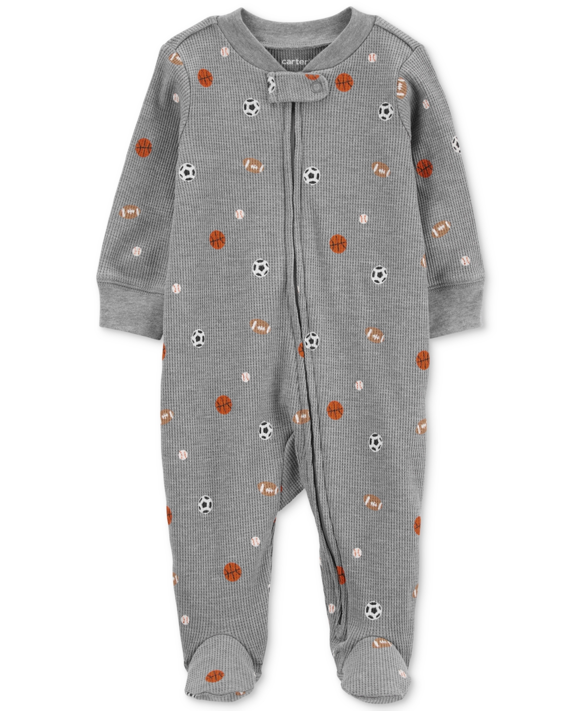 Carter's Baby Boys And Baby Girls 2-way Zip Sleep And Play Coverall In Gray Thermal
