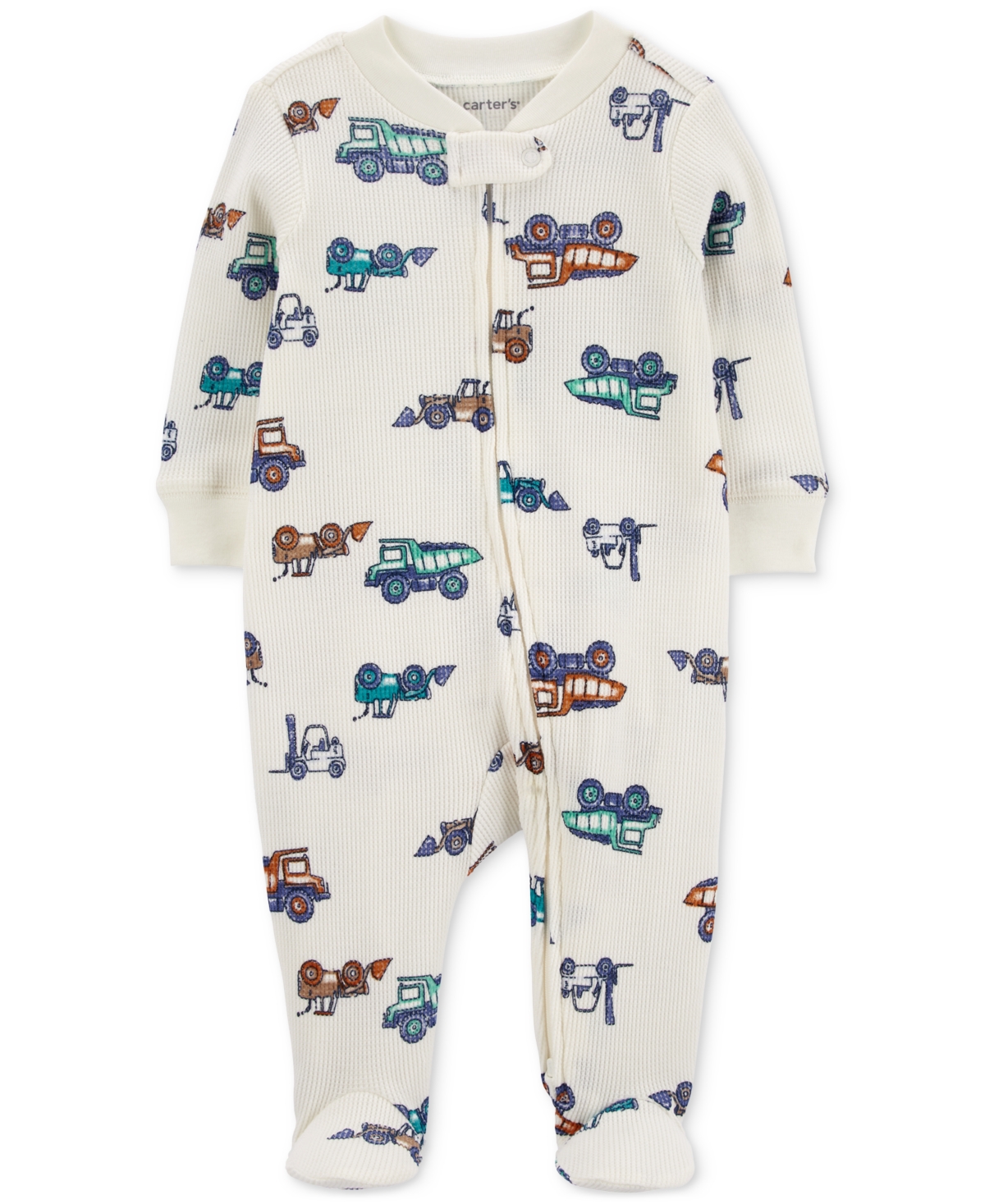 Carter's Baby Boys And Baby Girls 2-way Zip Sleep And Play Coverall In Ivory Trucks