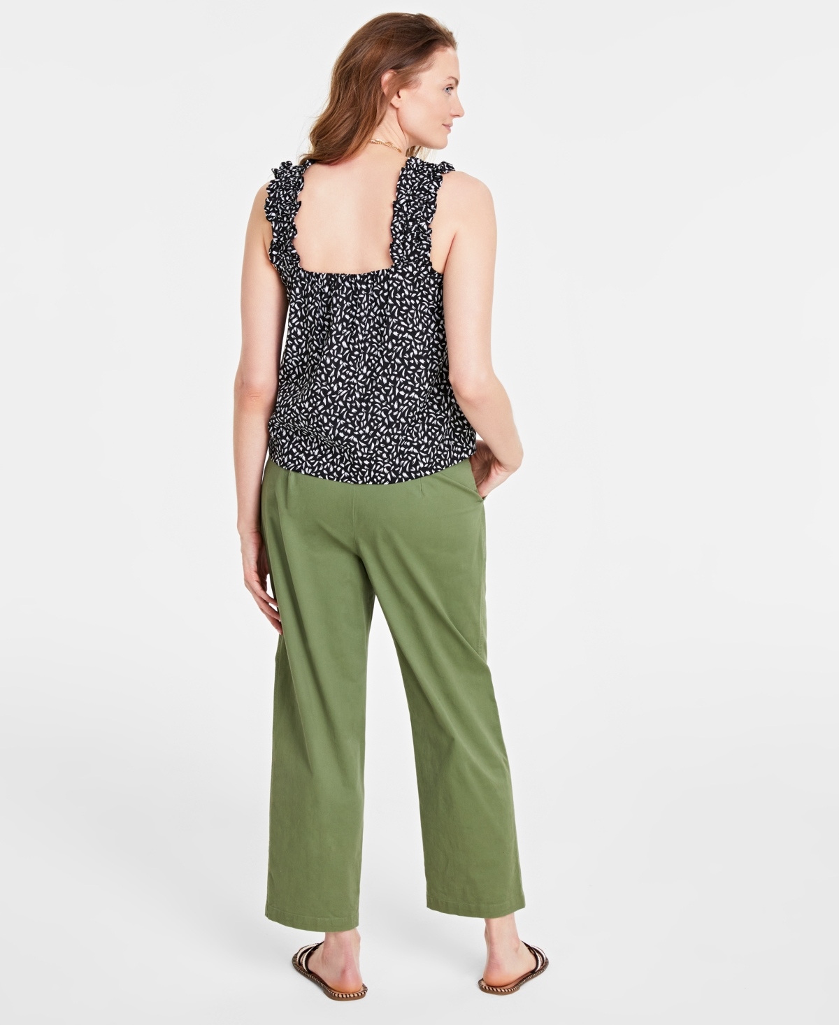 On 34th Women's Garden-Print Ruffled Tank Top, Created for Macy's
