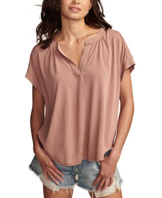 Lucky Brand Women's Sandwashed Blouson Top - Jet Black