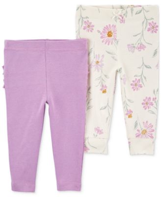 Baby Girls 2 Pack Floral Pull On Pants