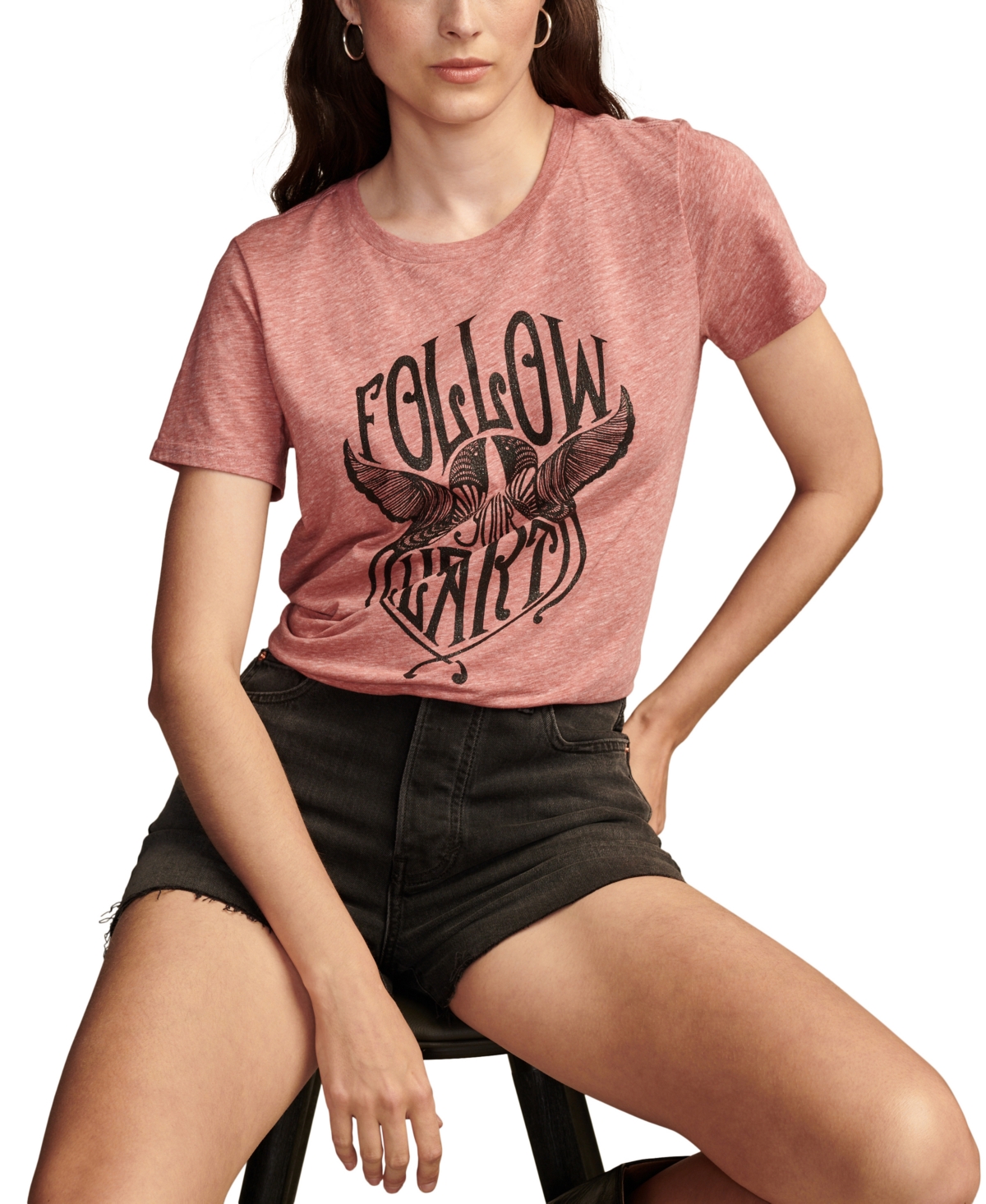 Women's Follow Your Heart Graphic Tee - Brick Red