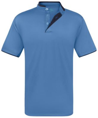 Men's Short Sleeve Henley Polo Shirt with Contrast-Trim