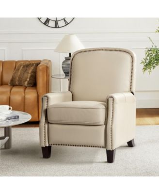 Hickey Modern Genuine Leather Recliner with Nailhead Trim