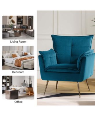 Velvet Accent Chair with Gold Legs