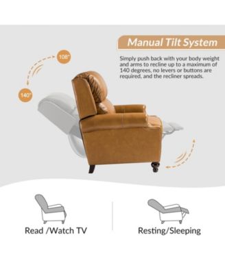 Franco Traditional Genuine Leather Manual Recliner