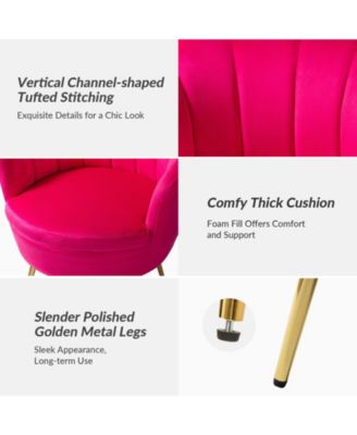 Modern Velvet Barrel Chair with Channel Tufted Back