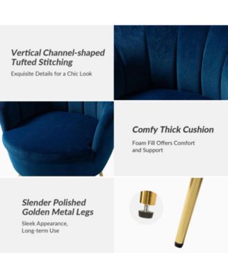 Modern Velvet Barrel Chair with Channel Tufted Back