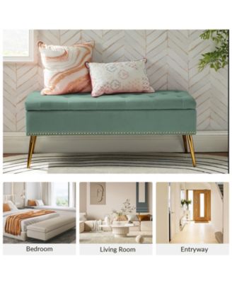 Kajana Transitional Velvet Upholstered Flip Top Storage Bench