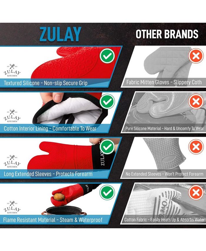 Zulay Kitchen Non Slip Grip Oven Mitts Heat Resistant Long Protective
