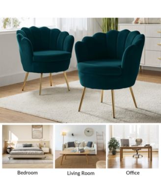 Modern Velvet Barrel Chair with Channel Tufted Back