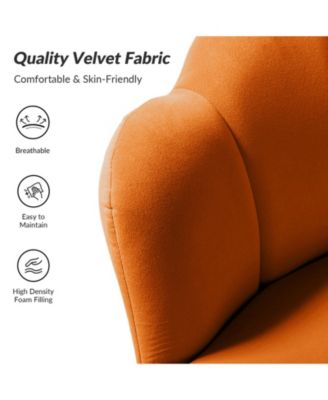 Modern Velvet Barrel Chair with Channel Tufted Back